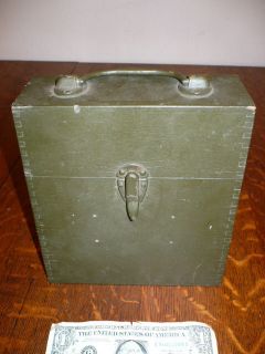 VINTAGE ARMY GREEN WOOD WOODEN MILITARY BOX?? WWI??