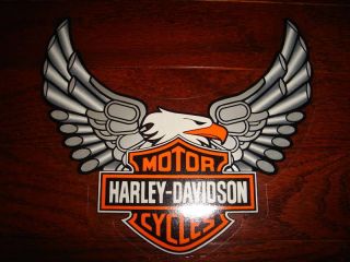 New Harley Davidson Bar & Shield Silver Pipes Eagle Window Decal Stick 