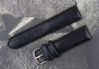   20 22 24MM Genuine Leather Matt Soft Black Color Watch Strap Band C99