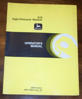 John Deere A22 A25 A40 High Pressure Washers SN 241,400 Up Operators 