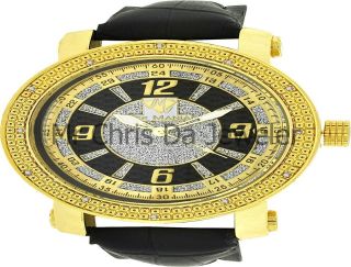  DIAMOND ICE MANIA ICED OUT KC TECHNO LEATHER BAND JAY Z STYLE WATCH