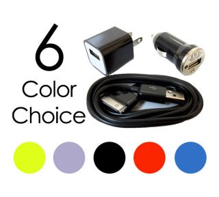 Tiny Car, AC Wall & USB Sync Charger for iPod Nano 6G  6 Colors