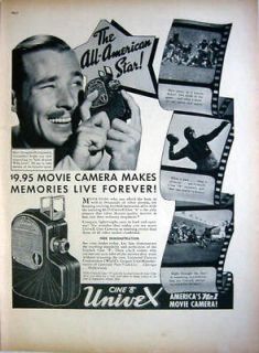 1937 UNIVEX CINE 8 MOVIE CAMERA   DOUGLASS MONTGOMERY   PRINT AD