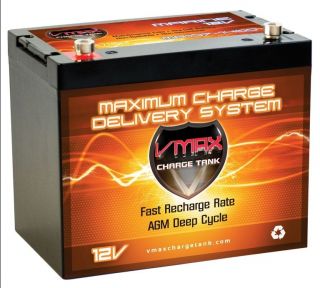 VMAX MR96 12V AGM deep cycle marine battery for 40 50LB fishing 