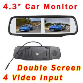   Backup Camera 4.3 TFT LCD Car Rear view Mirror Monitor double screen