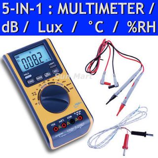 5in1 Digital Multimeter Thermometer Lux Sound Meter %RH