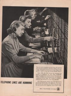 1950 VINTAGE BELL TELEPHONE SYSTEM TELEPHONE LINES ARE HUMMING PRINT 