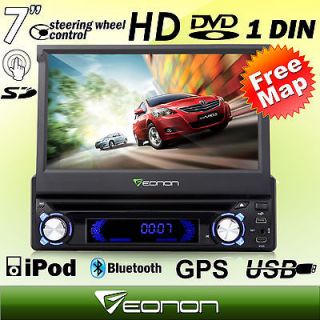   1Din 7 LCD In Dash Car GPS Sat Navigation DVD Player FM iPod Map