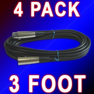   PACK 3ft foot 3pin male to female XLR mic MICROPHONE CABLES DMX cords