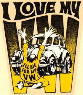   ED ROTH WATER DECAL I LOVE MY VW BUG OLD 1960s BEELTE EMPI BAJA