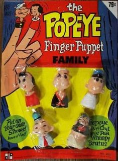 Vintage 1960s Popeye Family Finger Puppet Set MINT ON CARD NEVER 