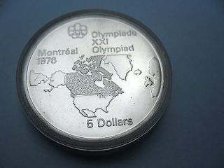 CANADA SILVER 5 DOLLARS 1973 NORTH AMERICAN MAP OLYMPIC GAMES PROOF 