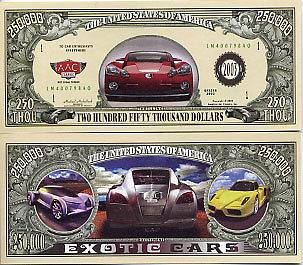 EXOTIC CAR DOLLAR BILL (500 EA)