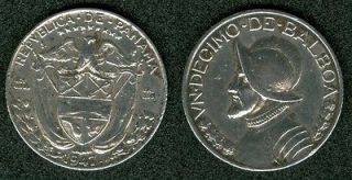 1947 REPUBLICA DE PANAMA 1/10 COIN ~ UN DECIMO DE BALBOA~CIRCULATED 