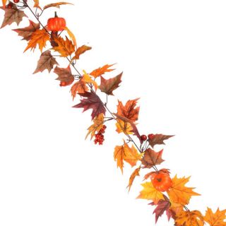 Autumn leaf garland decoration 6ft artificial silk leaves berries 