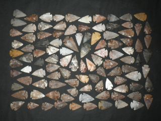 FLINT STONE ARROWHEAD COLLECTION OF100 PROJECTILE BOW ARROW PINETREE 