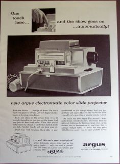   vintage photography Ad Argus Electromatic Color Slide Projector