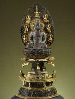    Antique Tibetan Sammasamadhi Enthroned, Bronze, Parcel Gilt, c.1850