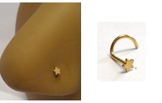 GOLD Titanium STAR Nose Screw Ring Twist 20g 20 gauge