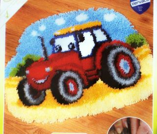 TRACTOR IN RED LATCH HOOK KIT   BRAND NEW Vervaco RUG KIT