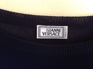 Mens Versace, Navy Blue Sweater, Asian Symbol, Heavy, Italy, Sz. 50 