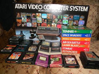 Atari 2600 Woodgrain Console Like New In Original Box w 20+ Games Free 