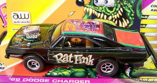 New Black Blown Rat Fink 69 Dodge Charger ho slot car Xtraction AW 