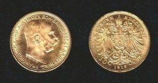 Austria 1912 GOLD 10 Corona Pre WW I ERA A Real A+ Beauty Emperor 