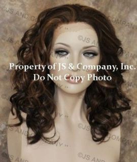 Heat Safe Lace Front Wig in medium Length Wavy Brown mix #P27 4 30