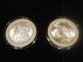   Coin Capsule Holders w WHITE Rings for Peace, Morgan & Ike Dollars