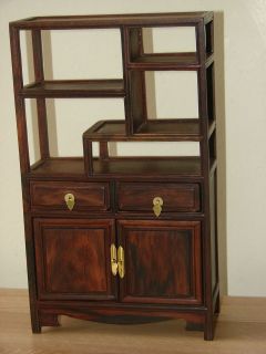 Superb Carved Hardwood Miniature Chinese Display Cabinet / Stand