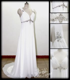 New White/Ivory Chiffon Beach Wedding Dress Bridal Gown Stock Sz 6 8 