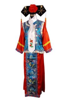  Chinese traditional Qing dynasty Royal princess Suit Dress with Hat