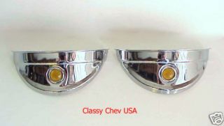 NEW Pair 7 Inch Headlight Visors with Yellow Dot WOW (Fits 1954 