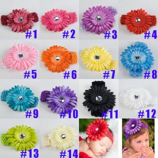 optional baby girl hair daisy flower bow clip headband cute 14 colour 