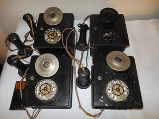 Antique Automatic Electic Co.3C Painted Wood Cases Wall Telephone 