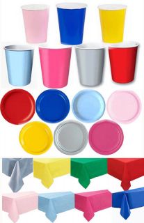 PARTY PAPER TABLEWARE   VARIOUS COLOURS   CUPS NAPKINS PLATES 