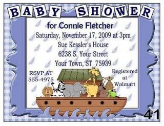 NOAHS ARK BABY SHOWER INVITATIONS & Envelopes