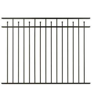 CERCADIA 54 x 72 Black Aluminum Fence Panel Alternate Picket (3 Rail 