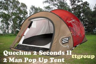 Quechua Waterproof Pop Up Camping Tent 2 Seconds II, 2 Man Double 