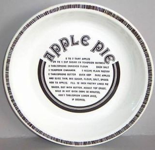 APPLE PIE PLATE Recipe Vintage Stoneware 10 Bakeware Baker Pan