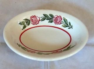   China Restaurant Ware 5 1/4 Oval Soap Dish Red Roses Green Leaves