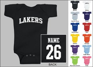 Lakers Baby One Piece, Creeper, Romper Personalized Custom Name 