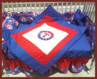 New Crib Bedding Set m/w TEXAS RANGERS baseball fabric