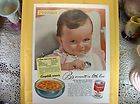 Vtg 1952 Ad Print Campbells Soup Can Label Baby Spoon Bowl Chair 