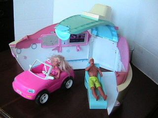 barbie & ken doll with boat & jeep