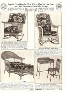 1932 Vintage Wicker Rocking Chair Chaise Desk AD