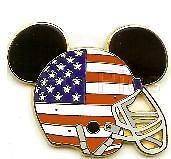 Disney * MICKEY EARS   USA FLAG FOOTBALL HELMET * Trading Pin