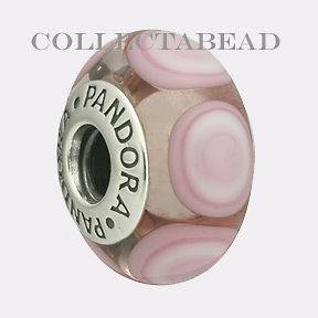 Authentic Pandora Silver Murano Pink Stepping Stones Bead