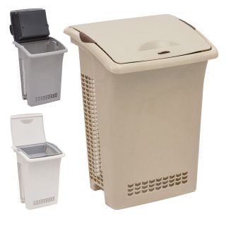 Plastic lided laundry bin basket in 3 colours availabe. 65 litre 